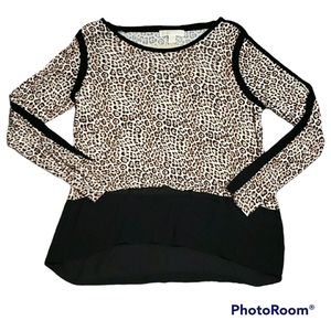 Michael kors Leopard Print Top With Chiffon Hem Size L